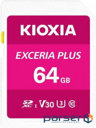 Карта памяти Kioxia Exceria Plus SD 64 ГБ SDXC UHS-I U3 Class 10 V30 (LNPL1M064GG4)