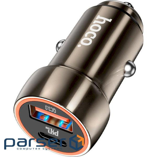 Car charger HOCO Z46A Blue whale 1xUSB-A, 1xUSB-C, PD20W, QC3. (6931474770332)