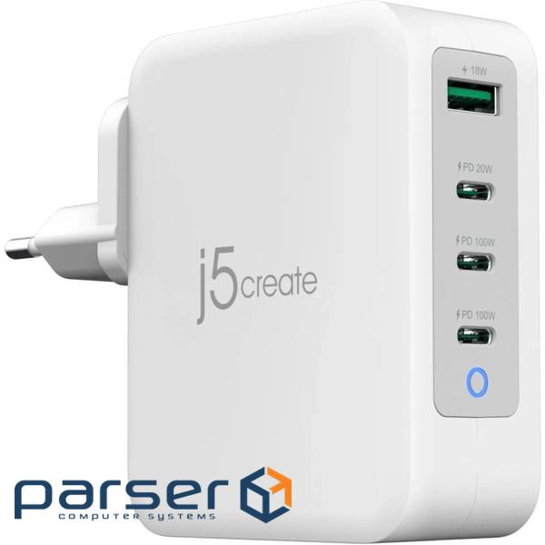 Зарядний пристрій J5create 1xUSB + 3xUSB-C 130W GaN QC3.0/PD/PPS (JUP43130E-EN)