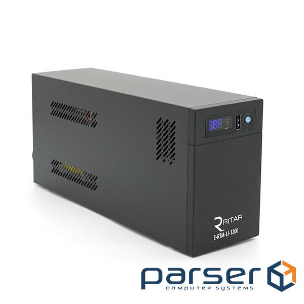 ДБЖ Ritar E-RTM-LI-1200 (720W), LCD, AVR, 3st, 2xSCHUKO socket, АКБ LiFePO4 х 25.6V154WH, metal Case
