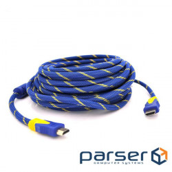 Multimedia cable HDMI to HDMI 20.0m v1.4, OD-8.0mm Blue/Gold Merlion (YT-HDMI(M)/(M)NY/BL-20m)