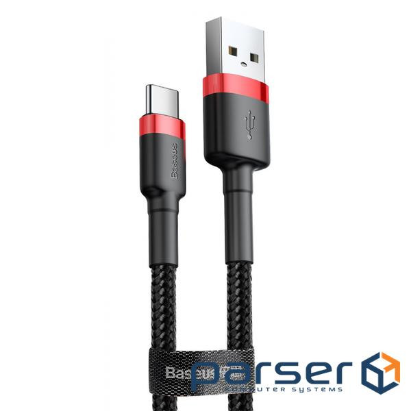 Дата кабель USB 2.0 AM to Type-C 3.0m 3A red-black Baseus (CATKLF-U91)