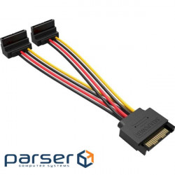 Power splitter cable VENTION SATA 15pin M to 2xSATA 15pin F angled (KDBBB)