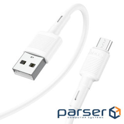 Дата кабель USB 2.0 AM to Micro 5P 1.0m 2.4A PVC X83 white HOCO (6931474770899)