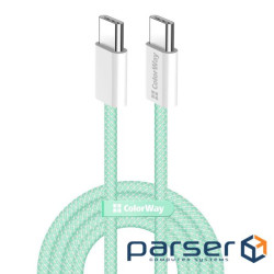 Дата USB-C кабель USB-C 1.0m 60W 3.0А green ColorWay (CW-CBPDCC061-G)