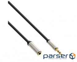 Cable audio signal Jack 3.5mm 3pin M / F 3.0m, Slim Shielded Metal Gold Cu, black (77.09.9233-1)