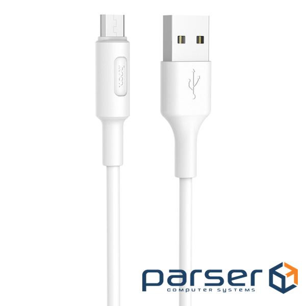 Кабель HOCO X25 USB to Micro 2A, 1m, PVC, PVC connectors, White (6957531080138)