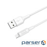 Кабель HOCO X25 USB to Micro 2A, 1m, PVC, PVC connectors, White (6957531080138)