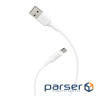 Кабель HOCO X25 USB to Micro 2A, 1m, PVC, PVC connectors, White (6957531080138)
