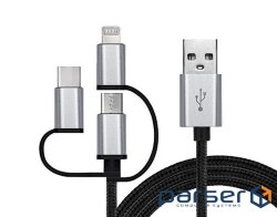 Date cable USB 2.0 AM to 3in1 1.0m Premium black REAL-EL (EL123500035)