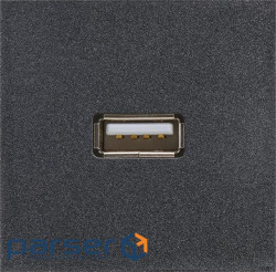 Розетка К45 45х45 мм 1хUSB-A 3.0 "мама-мама", чорний (K128C/14)