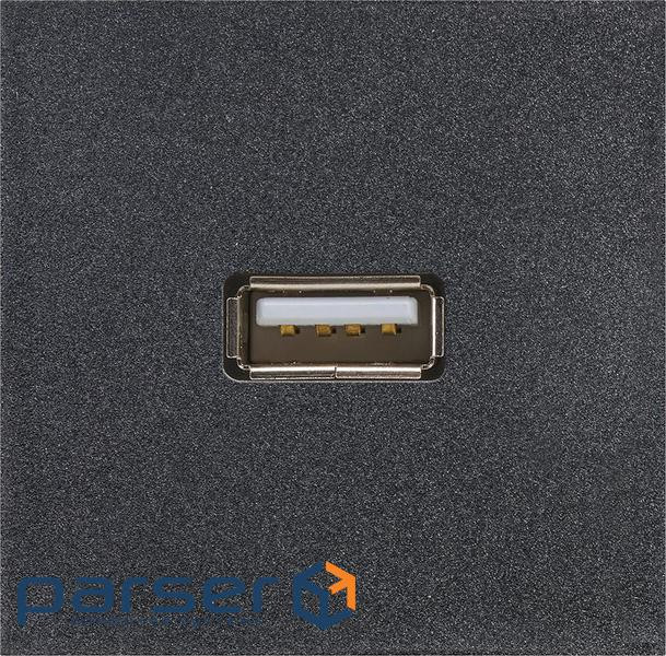 Розетка К45 45х45 мм 1хUSB-A 3.0 "мама-мама", чорний (K128C/14)