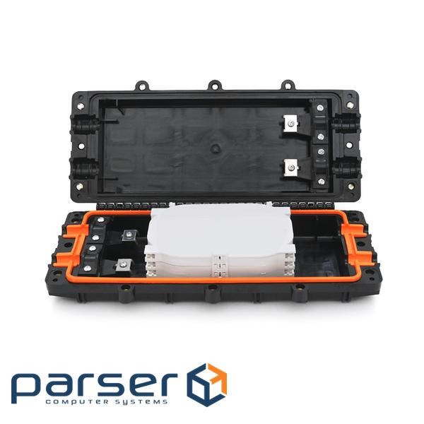 Муфта оптична Merlion ML-OP-F008-96C, герметична, 4 введення, до 4-х касет, до 24 зварок, матеріал P P