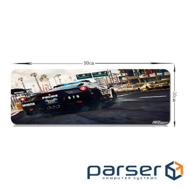 Коврик 300*800 тканинний Police з боковою прошивкою, товщина 3 мм, Black, Пакет (SC4)