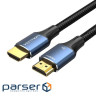 Кабель Vention Cotton Braided HDMI-A Male to Male HD v2.1 Cable 8K 2M Blue Aluminum Alloy Ty (ALGLH)