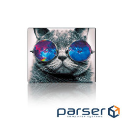 Коврик 250*300 тканинний Cat with Glasses, з боковою прошивкою, толщина 2 мм (YT-CAT20)