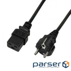 Power cable for devices IEC(Schuko)-(C19) M/F 3.0m,180е/180е 3x1.5mm D=8.0mm Cu, black (78.01.2966)