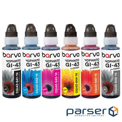 Комплект чорнила Barva Canon GI-43 G540, G640, Black / Cyan / Grey / Magenta (I-BARE-CGI43-1K-MP)