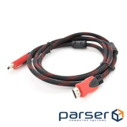 Кабель мультимедійний HDMI to HDMI 1.5m v1.4, OD-7.4mm Black/RED Merlion (YT-HDMI(M)/(M)NY/RD-1.5m)