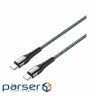 Дата USB-C кабель USB-C 1.0m PD Fast Charging 65W 3А grey ColorWay (CW-CBPDCC040-GR)
