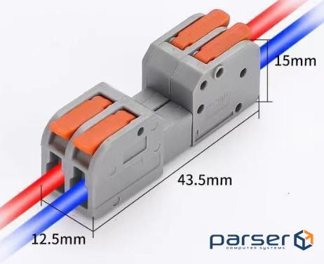 Клема роз&apos,ємна з натискними затискачами 2-провідна DF-2604D, 2-pin, 250V, 32A, 0 (DF-2604D / 2)