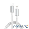 Дата кабель USB-C to Lightning 2.0m PD30W zinc alloy braided white ColorWay (CW-CBPDCL099-WT)