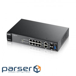 Network switch Cisco SG350X-48-K9-EU Тип - управляемый 3-го уровня, форм-фактор - в стойку, количество портов - 54, порты - SFP+, Gigabit Ethernet, комбинированный, возможность удаленного управления - управляемый, коммутационная способность - 176 Гбит/ с, размер таблицы МАС-адресов - 64000 Кб, корпус - Металический, 48x10/ 100/ 1000TX, 2хSFP+ ZyXel GS2210-8-EU0101F