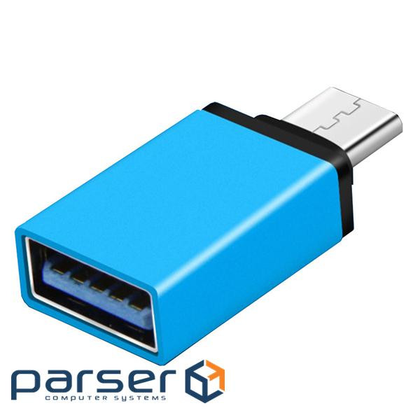 Перехідник USB3.1 Type-C - USB 3.0 AF (OTG) Blue (S0875)