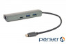 Порт-реплікатор PowerPlant Type-C USB 3.1 -> 2*USB3.0, Type-C USB3.1, Gigabit Ethernet (CA910557)