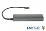 Порт-реплікатор PowerPlant Type-C USB 3.1 -> 2*USB3.0, Type-C USB3.1, Gigabit Ethernet (CA910557)