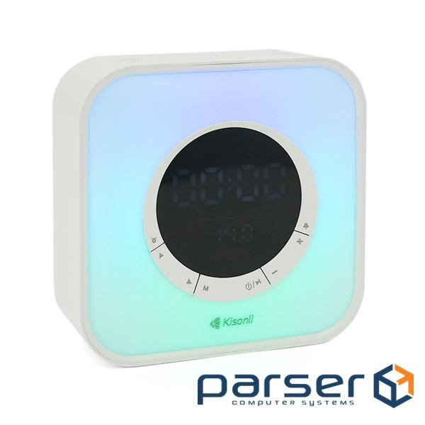 Колонка Kisonli Q6A Bluetooth 5.0, 1х 5W, 3600mAh, USB / TF / FM / BT / LED / Clock / RGB Light, DC:
