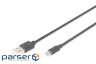 Кабель USB 2.0 (AM/microB) DIGITUS 0.9м, Black/ Чорний , bulk (AK-300110-010-S)