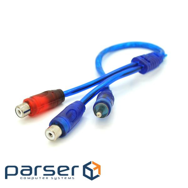 Кабель RCA (тато) => 2хRCA (мама), CU, круглий, Blue, 0,2 м, (П (YT-RCA(M) / 2хRCA(F)-0,2Cu)