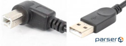USB cable AM-BM, 1.0 m, cut 90 right, black (S0672)