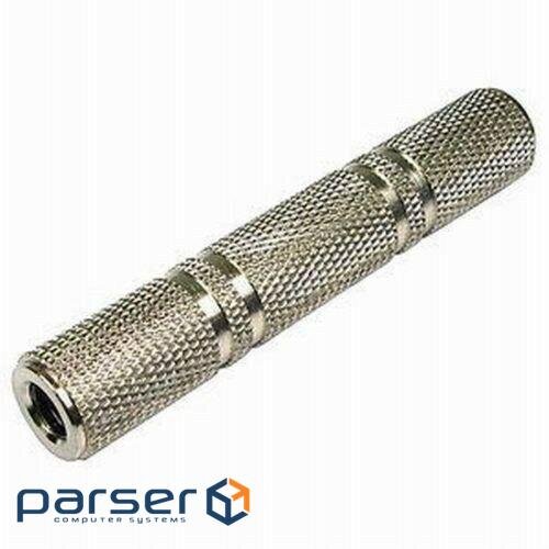 Перехідник аудіо Jack 6.3mm F/F,Stereo 3pin metal,срібний (62.09.8232-1) (62.09.8232-1)