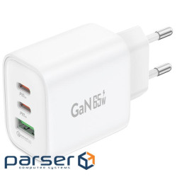 Зарядное устройство Foneng GaN10 (1хUSB, 2хUSB-C) 65W White (GaN10-EU-CH-TC-W) + кабель USB Type-C