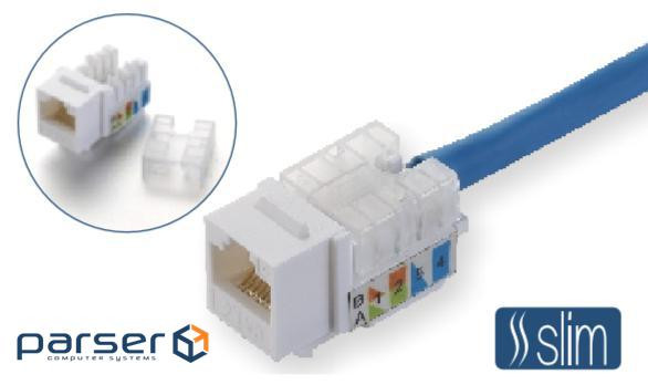 Модуль Keystone RJ45, UTP, Slim, Cat.6, 110 IDC, захисна кришка KINGDA KD-KJ2085UC6