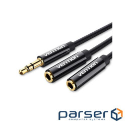 Audio adapter Jack 3.5mm M -> 2X 3.5mm F, Stereo Splitter black Vention (BBSBY)