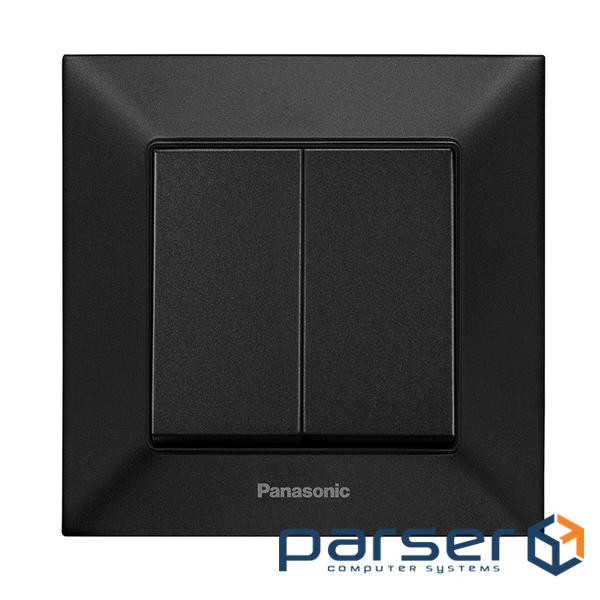 Вимикач Panasonic Arkedia Slim двоклавішний, швидкий монтаж, чорний (WNTC01092BL-UA) (WNTC01092BL-UA)