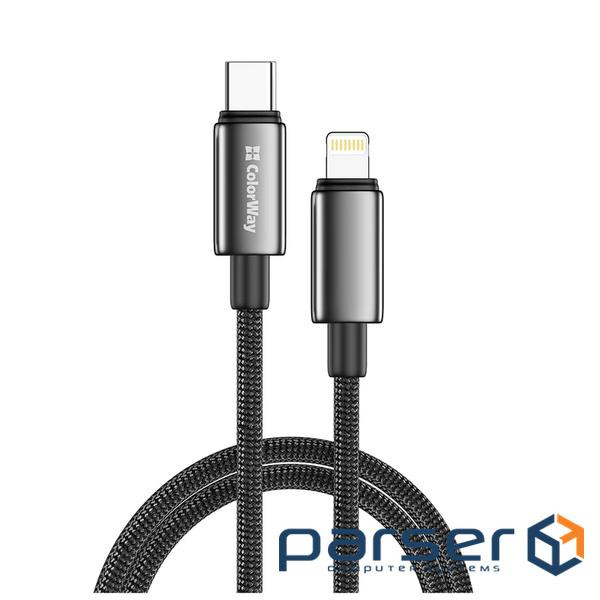 Дата кабель USB-C to Lightning 2.0m PD30W zinc alloy braided black ColorWay (CW-CBPDCL099-BK)