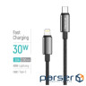 Дата кабель USB-C to Lightning 2.0m PD30W zinc alloy braided black ColorWay (CW-CBPDCL099-BK)
