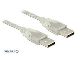 Cable USB 2.0 A M to USB AM 0.5m, 2xShielded AWG24+28 Cu Ferrite, HQ, прозрачный (70.08.3886-50)