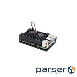 Додаткове обладнання до промислового ПК Raspberry радіатор для 4B алюмінієвий з 2 кул (RA503)