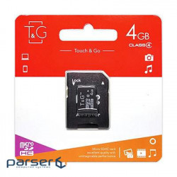 Карта памяти T&G 4 GB microSDHC Class 4 + SD-adapter (TG-4GBSDCL4-01)
