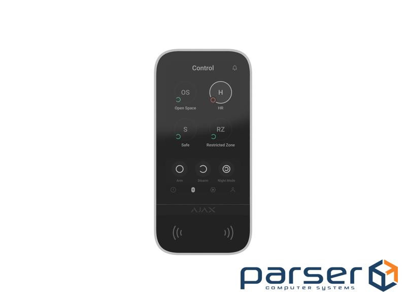 Клавіатура з сенсорним дисплеєм Ajax KeyPad TouchScreen, jeweller, бездротовий, білий (000034514) (000034514)