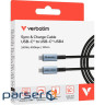 Кабель живлення та синхронізації Verbatim 240 Вт /USB-C-USB-C /120 см-чорний (31847)