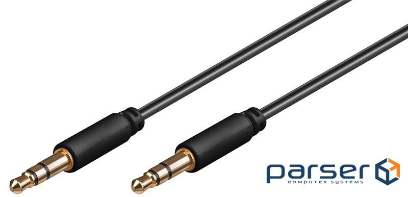Кабель аудіо-сигнальний Jack 3.5mm 3pin M / M 2.0m, Shielded AWG28 D = 2.6mm AUX Cu, чорн (75.06.9107-50)