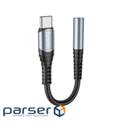 Перехідник USB-C M to 3.5mm F LS33 metal gray HOCO (6931474761163)