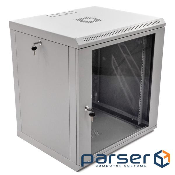 Шафа 19"12U, 600x500x640мм (ШxГxВ), економ, акрилове скло, сіра (UA-MGSW1L125G)