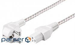 Power cable for IEC (Schuko)-(C15) devices M/F 2.0m, 90 plug 0.75mm heat-resistant Cu, bi (75.09.3314)